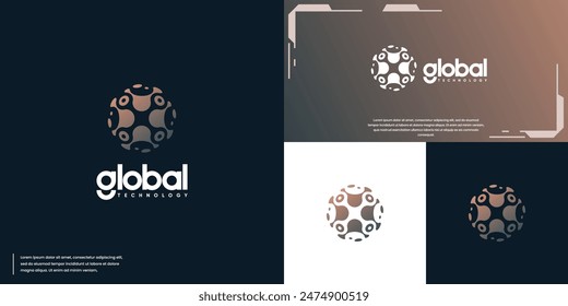 global digital technology , digital connection ,science , logo design template.