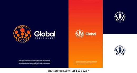 global digital technology molecules, modern abstract style, network innovation, logo design inspiration.