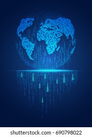 global im Stil der Digitaltechnologie; Konzept der digitalen Technologiewelt