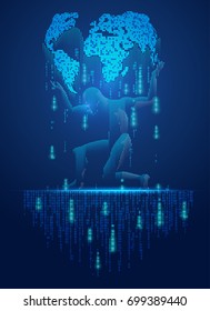 global in digital technology style; concept of digital technology world