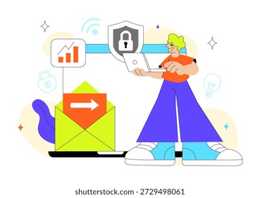 Global Digital Transformation Vector Illustration Featuring Modern Technology Innovation, Business Growth, And Future Connectivity In Flat Background