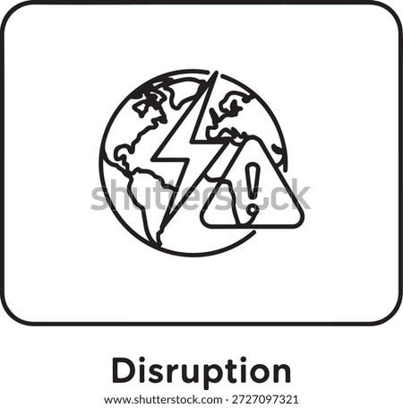 Global disruption icon and warning sign indicating a worldwide crisis or significant event isolated on white background