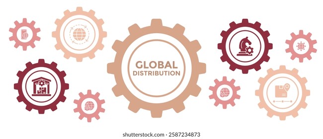Global Distribution Banner Icon. Vector Illustration For Business Corporate