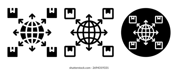 Glifo de coleção de ícones de distribuição global e ilustração de vetor misto