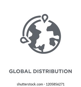 Global Distribution Icon. Global Distribution Design Concept From Delivery And Logistic Collection. Simple Element Vector Illustration On White Background.