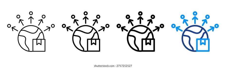 Conjunto de Colección de contorno diferente de icono de distribución global
