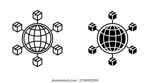 Grafikdesign für das Symbol der globalen Verteilung. Vektorsymbol-Illustrationen