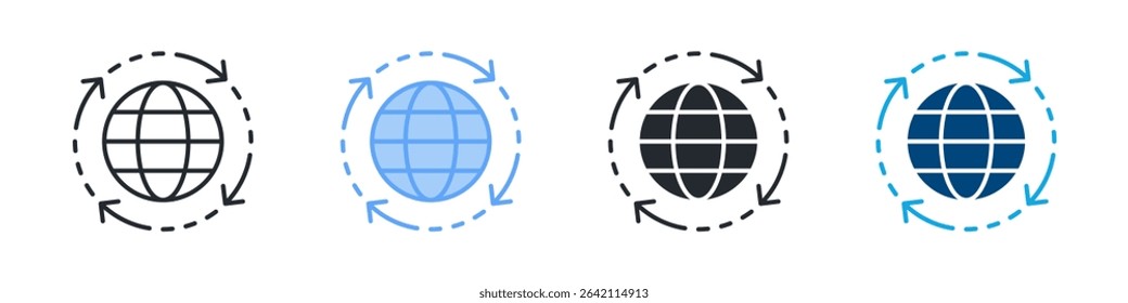 Global Distribution Icon Set Multiple Style. Design In Outline, Blue, Glyph, Dualtone