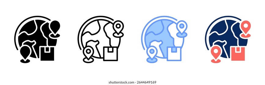 Icono de distribución global colección de estilos múltiples