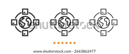 Global distribution icon. Thin line icon vector