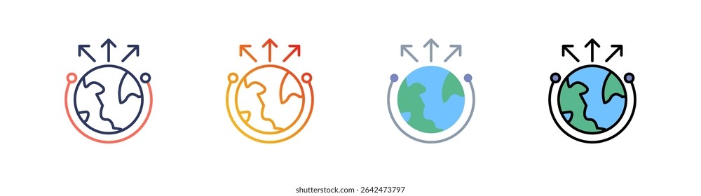 Global Distribution Multi Style Icon Set Vector