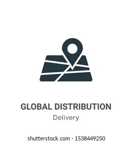 Global distribution vector icon on white background. Flat vector global distribution icon symbol sign from modern delivery collection for mobile concept and web apps design.