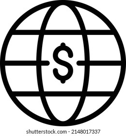 global dollar Vector illustration on a transparent background.Premium quality symbols.Thin line vector icon for concept and graphic design.