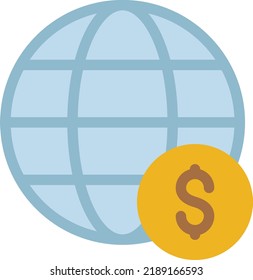 global dollar Vector illustration on a transparent background.Premium quality symbols.Stroke vector icon for concept and graphic design.