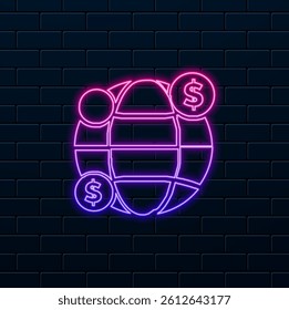Global dollar vector illustration on a quality background. neon.premium symbols.vector style for concept and graphic design..