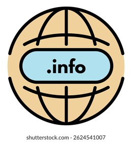 Ícone de domínio global. Contorno global domínio vetor ícone cor plano isolado