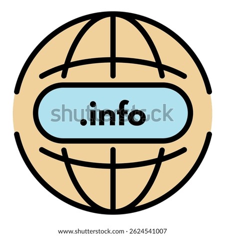 Global domain icon. Outline global domain vector icon color flat isolated