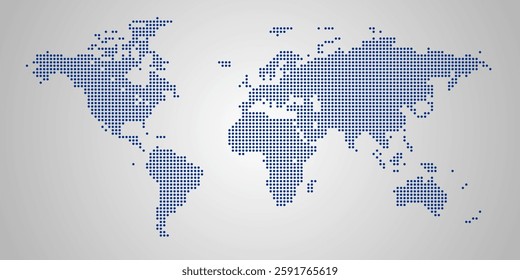A global dotted map representing continents and countries with stylish dots. This world map dotted layout captures international landscapes and modern travel concepts in a minimalistic way.