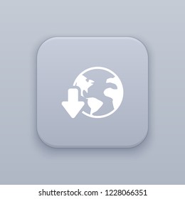Global, download gray vector button with white icon on gray background, EPS 10