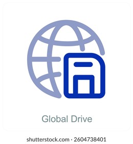 Global Drive and globe icon concept