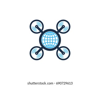 Global Drone Icon Logo Design Element