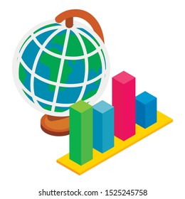 Global dynamics icon. Isometric illustration of global dynamics vector icon for web