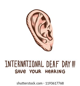Global ear day concept background. Hand drawn illustration of global ear day vector concept background for web design