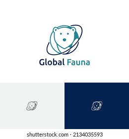 Global Earth Bear Animal Fauna Planet Logo Template