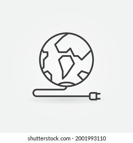 Global Earth Energy vector concept icon or symbol in thin line style
