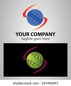 Global earth planet abstract network vector logo design template. Internet communications 