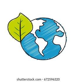 global earth planet with leaf symbol to environment care