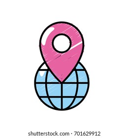 global earth planet with location symbol