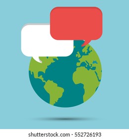 global earth world bubble speech message