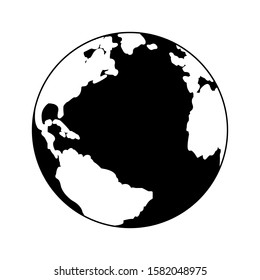 Global earth world globe icon vector. Black icon on blank background. vector illustration