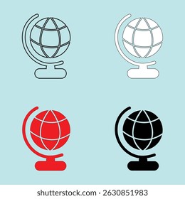 Global Earth world planet sphere symbol vector icon set for web design