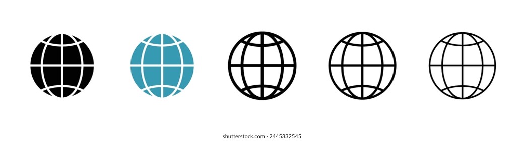 Global Earth and Worldwide Icons. Internet Address and Universal Reach Symbols.