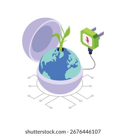 Ilustración vectorial isométrica ecológica global.