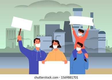 Global ecology problem vector illustratiion. Environmental pollution, ecological disaster, earth in danger. Industrial pollution of air and water. Isolated vector illustration in cartoon style