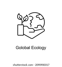 Global Ecology vector outline icon for web isolated on white background EPS 10 file