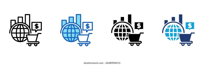 Global Ecommerce icon Multi Style Vector Illustration