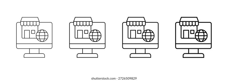 Global E-Commerce Icons Vector Set In Different Stroke Line Style