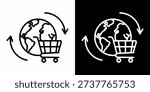 Global E-Commerce White Icon Set Design