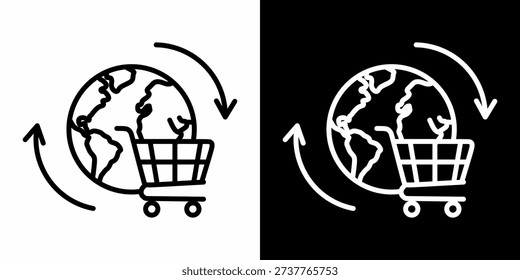 Global E-Commerce White Icon Set Design