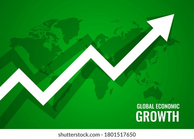 Global Economi Growth Upward Arrow Green Background