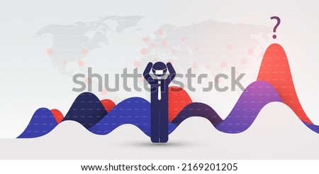 Global Economic Downfall Because of the Corona Virus Pandemic - How Many More Waves? - Financial Problems, Economic Crisis - Design Concept with World Map, Charts and Businessman Holding His Head