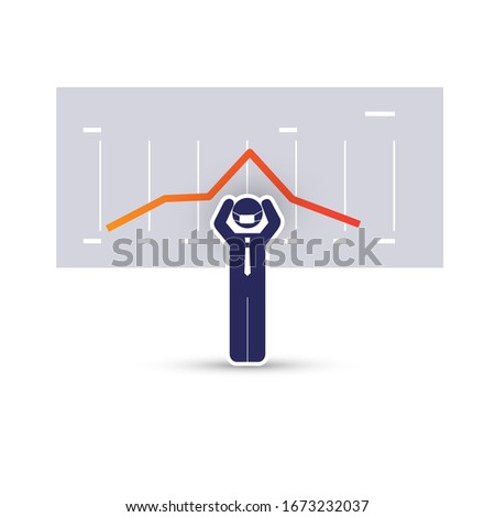 Global Economic Downfall Caused By the Corona Virus - Design Concept with Chart and Businessman Holding His Head