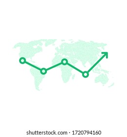 global economic growth with world map. flat simple style modern extension logotype graphic design element isolated on white background. concept of high data performance and business renovation