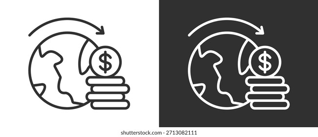 Conjunto De Iconos Económicos Globales Colección De Vector Aislada En Blanco Y Negro