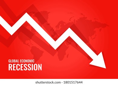 Global Economic Recession Downfall Arrow Red Background