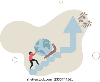Global economic slowdown, world GDP growth decline or sluggish, recession or growth slowing down concept.flat vector illustration.